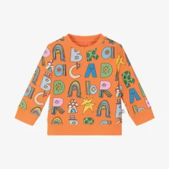 Boys Orange Cotton Magical Letters Sweatshirt