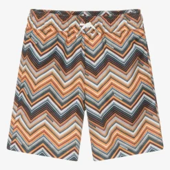 Boys Orange Zigzag Swim Shorts