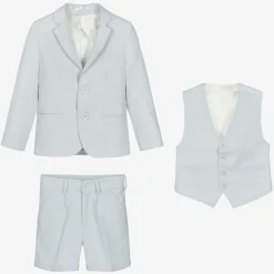 Boys Pale Blue Cotton Shorts Suit