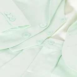 Boys Pale Green Linen & Cotton Shorts Suit