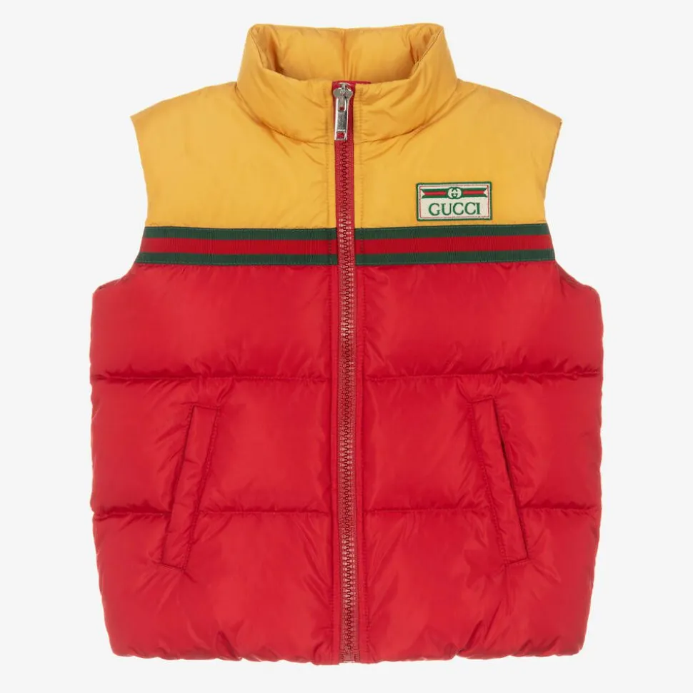 Boys Red & Yellow Down Padded Gilet