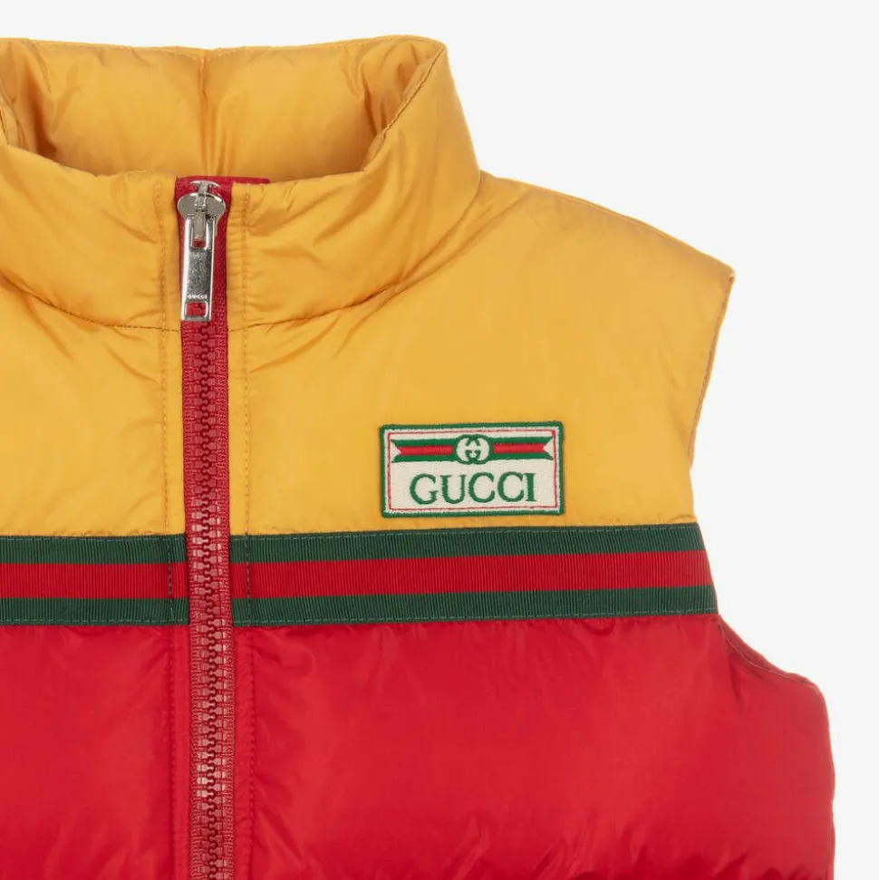 Boys Red & Yellow Down Padded Gilet