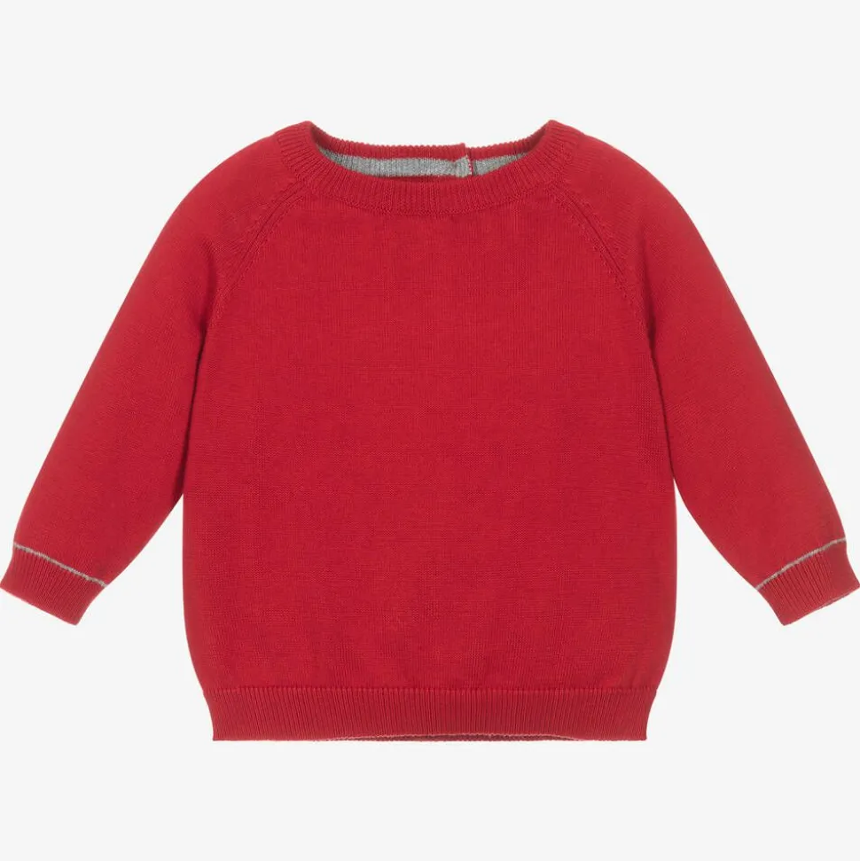 Boys Red Cotton Knitted Sweater