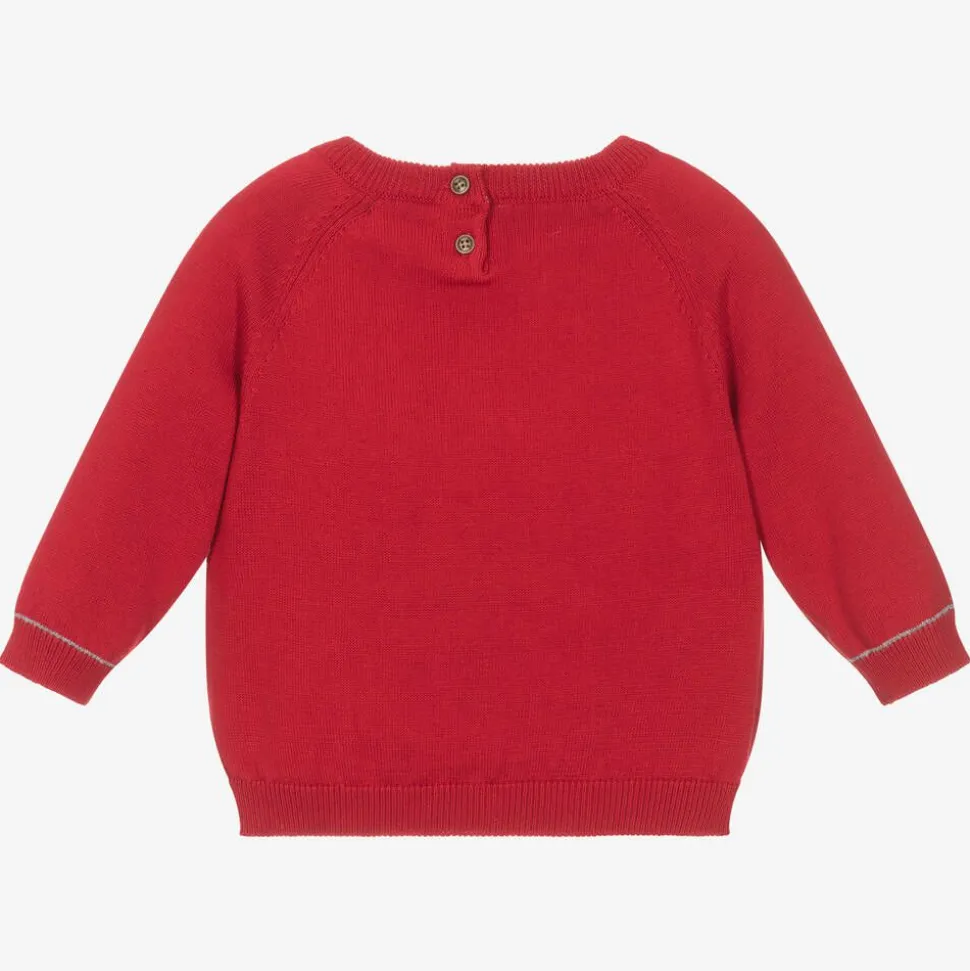 Boys Red Cotton Knitted Sweater