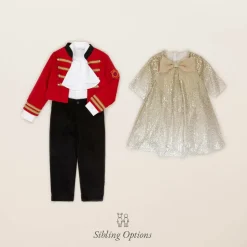 Boys Red Cotton Military 3 Piece Suit