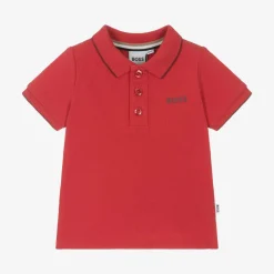 Boys Red Cotton Polo Shirt