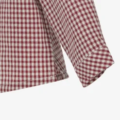 Boys Red Gingham & Beige Cotton Shorts Set