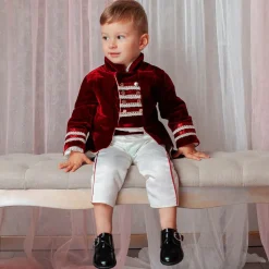Boys Red Satin & Velvet Suit