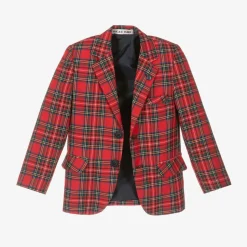 Boys Red Tartan Check Shorts Suit