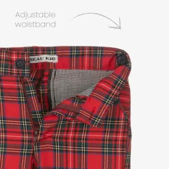 Boys Red Tartan Check Shorts Suit