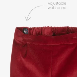 Boys Red Velvet Hand-Smocked Buster Suit