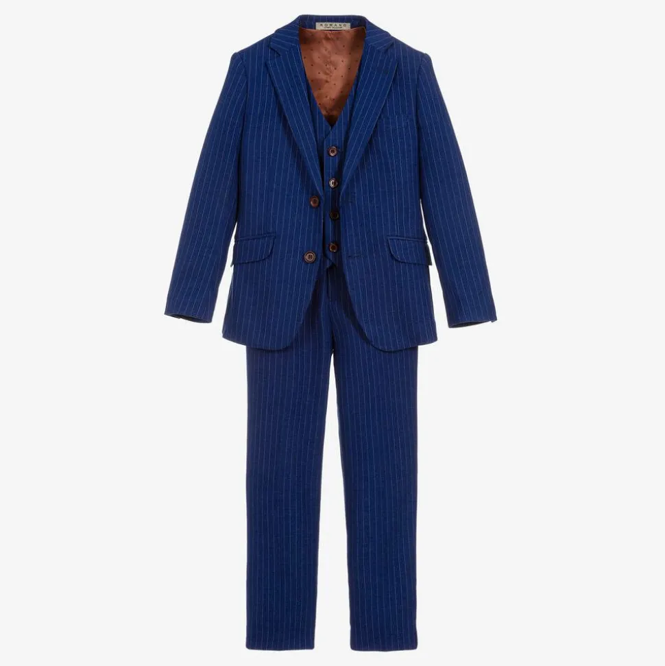 Boys Royal Blue Pinstripe Suit