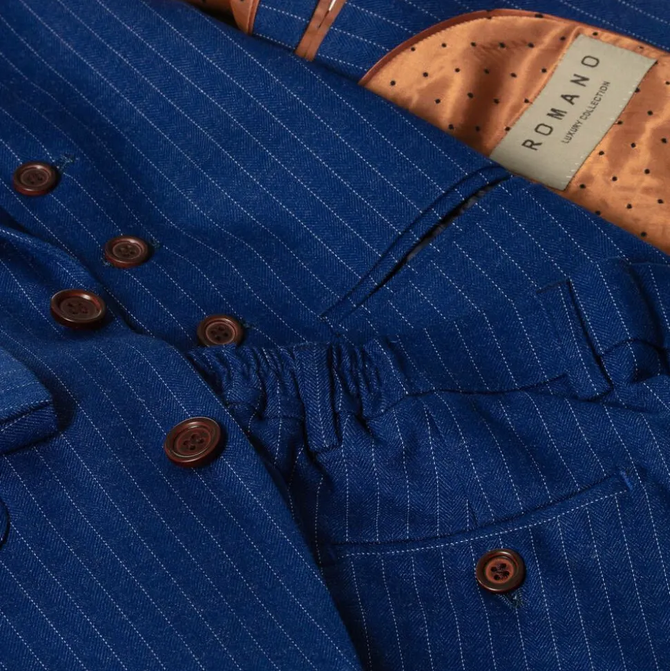 Boys Royal Blue Pinstripe Suit