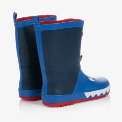 Boys Royal Blue Shark Rain Boots