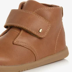 Boys Tan Brown Leather Velcro Boots