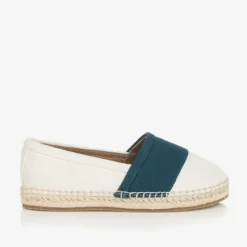 Boys White & Blue Canvas Espadrilles