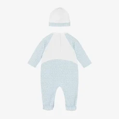 Boys White & Blue Cotton Babygrow Gift Set