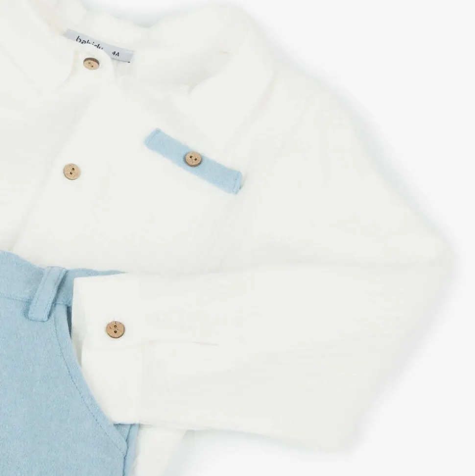 Boys White & Blue Trouser Set