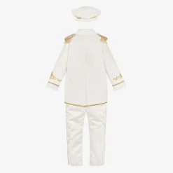 Boys White & Gold Military Suit
