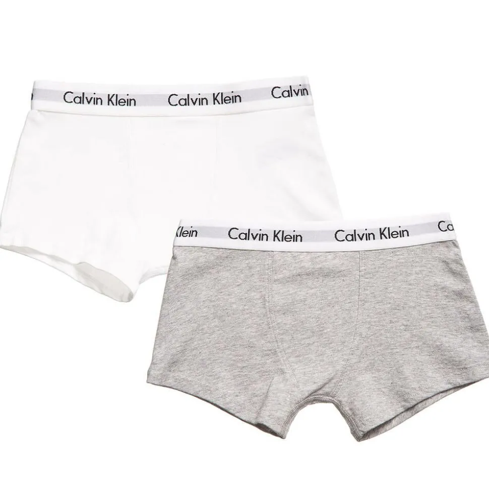 Boys White & Grey Cotton Boxer Briefs (Pack of 2)
