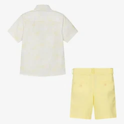 Boys White & Yellow Shorts Set
