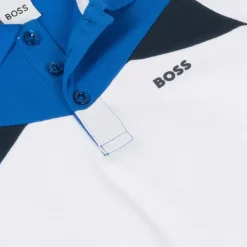 Boys White Colour Block Cotton Polo Shirt