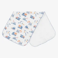 Boys White Construction Crew Burp Cloth (48cm)