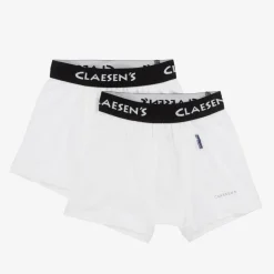 Boys White Cotton Boxers (2 Pack)