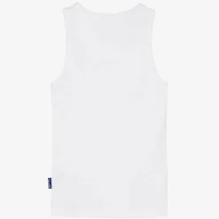 Boys White Cotton Jersey Ribbed Vest