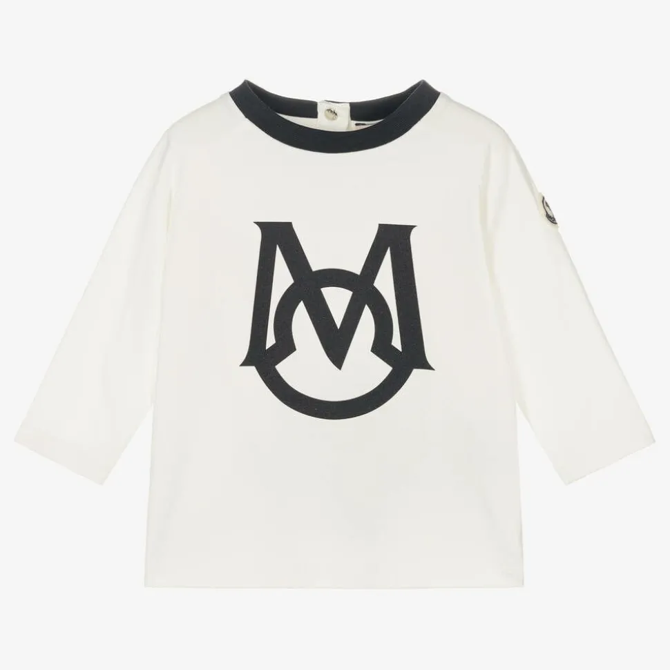 Boys White Cotton Logo Top