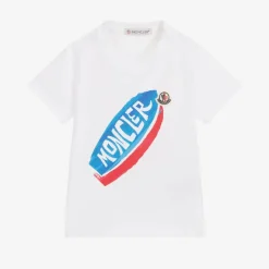 Boys White Cotton Logo T-Shirt