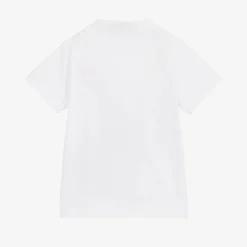 Boys White Cotton Logo T-Shirt