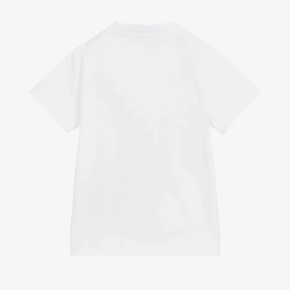 Boys White Cotton Logo T-Shirt