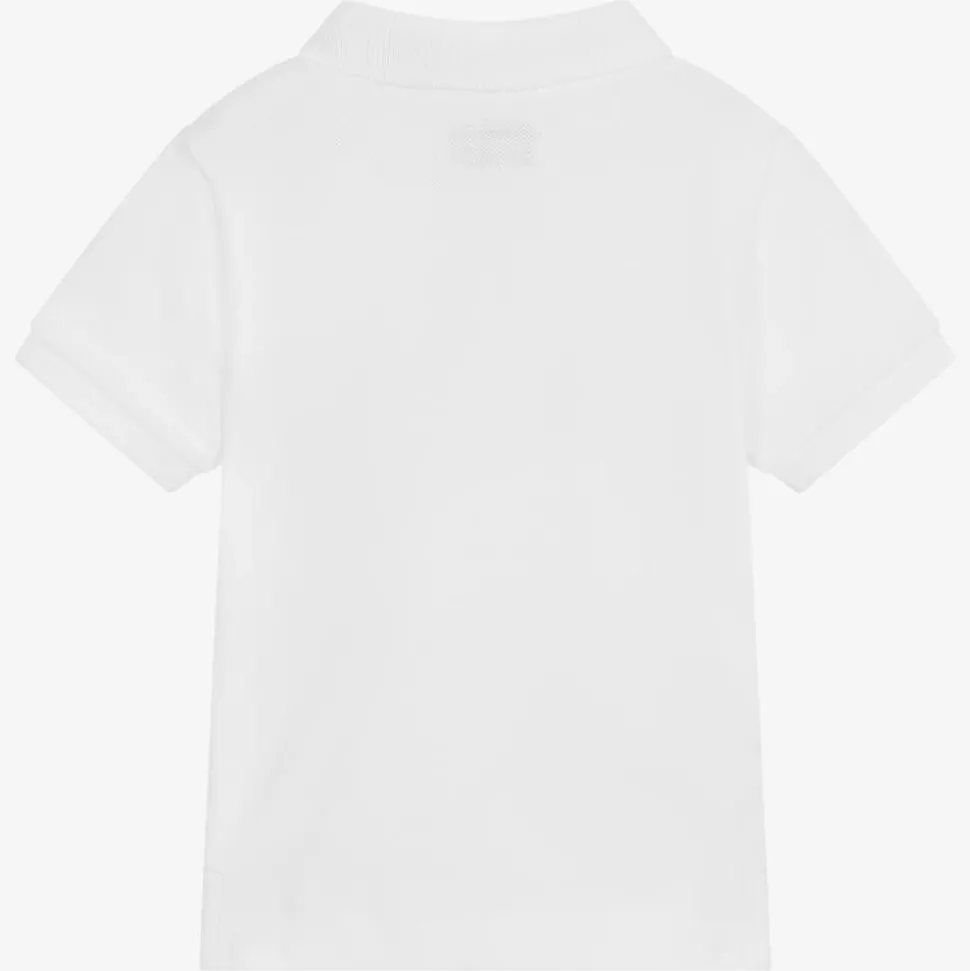 Boys White Cotton Piqué Polo Shirt