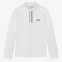 Boys White Cotton Piqué Polo Shirt
