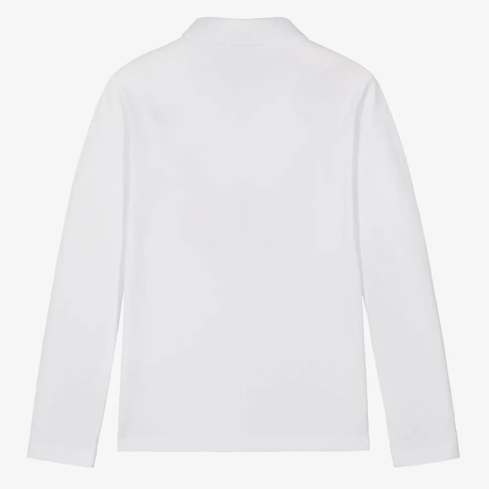 Boys White Cotton Piqué Polo Shirt