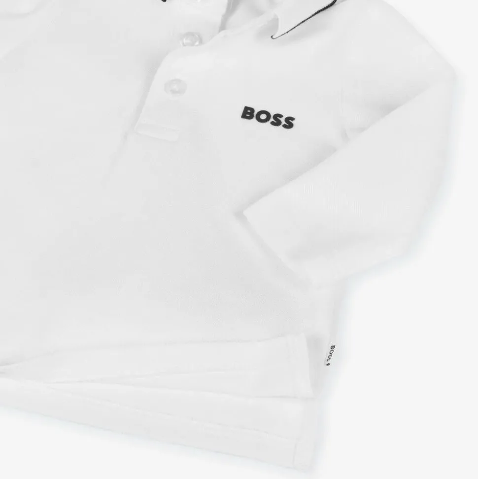 Boys White Cotton Polo Shirt