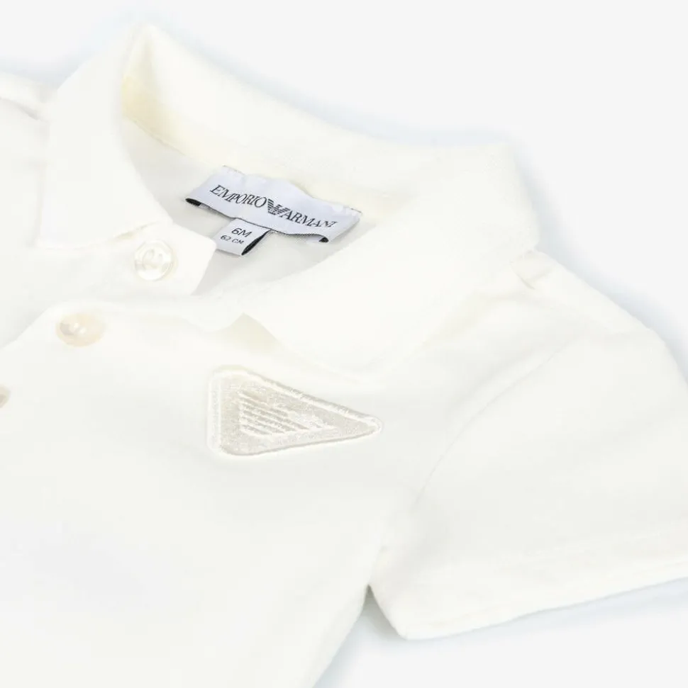 Boys White Cotton Polo Shirt