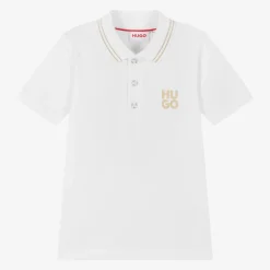 Boys White Cotton Polo Shirt