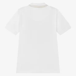 Boys White Cotton Polo Shirt