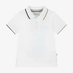 Boys White Cotton Polo Shirt