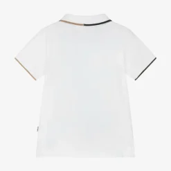 Boys White Cotton Polo Shirt