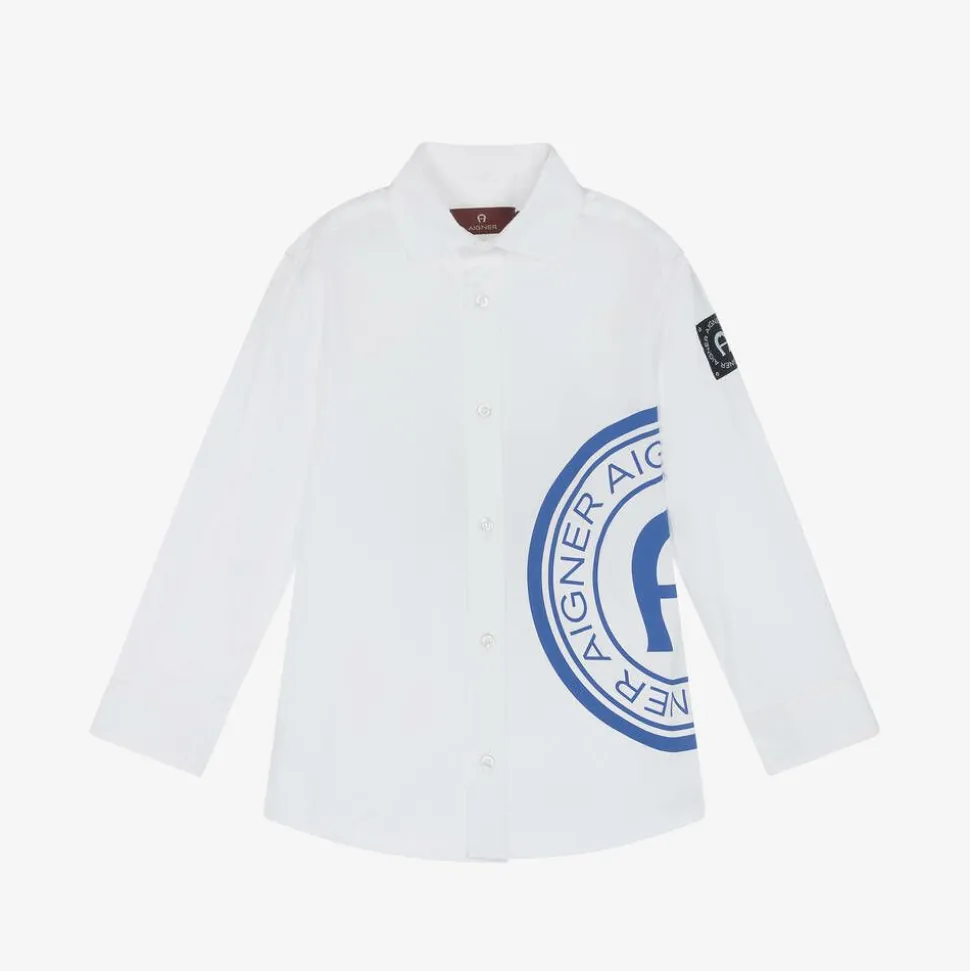 Boys White Cotton Shirt