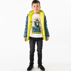 Boys White Cotton Slogan Monkey Top
