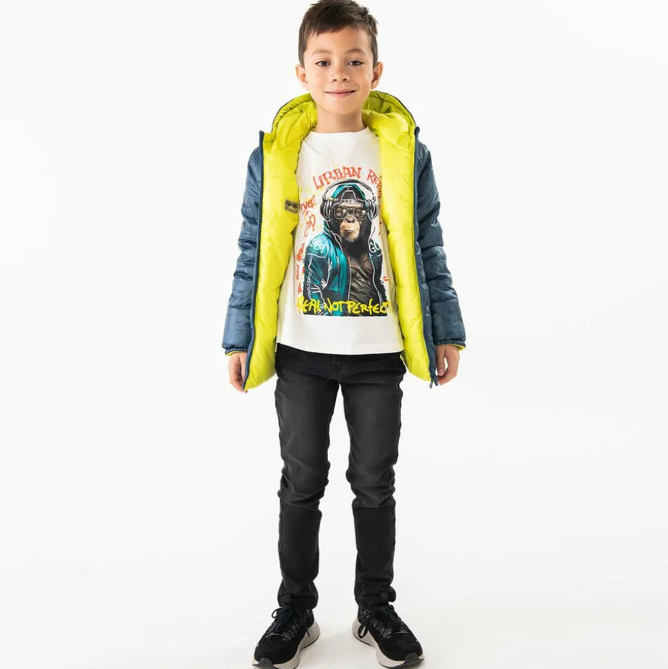 Boys White Cotton Slogan Monkey Top