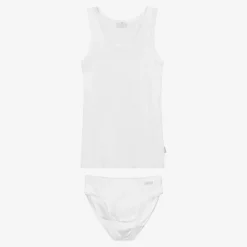 Boys White Cotton Top & Pants Set