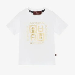 Boys White Cotton T-Shirt