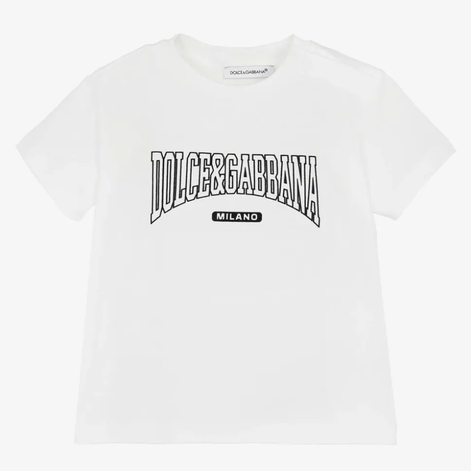 Boys White Cotton T-Shirt