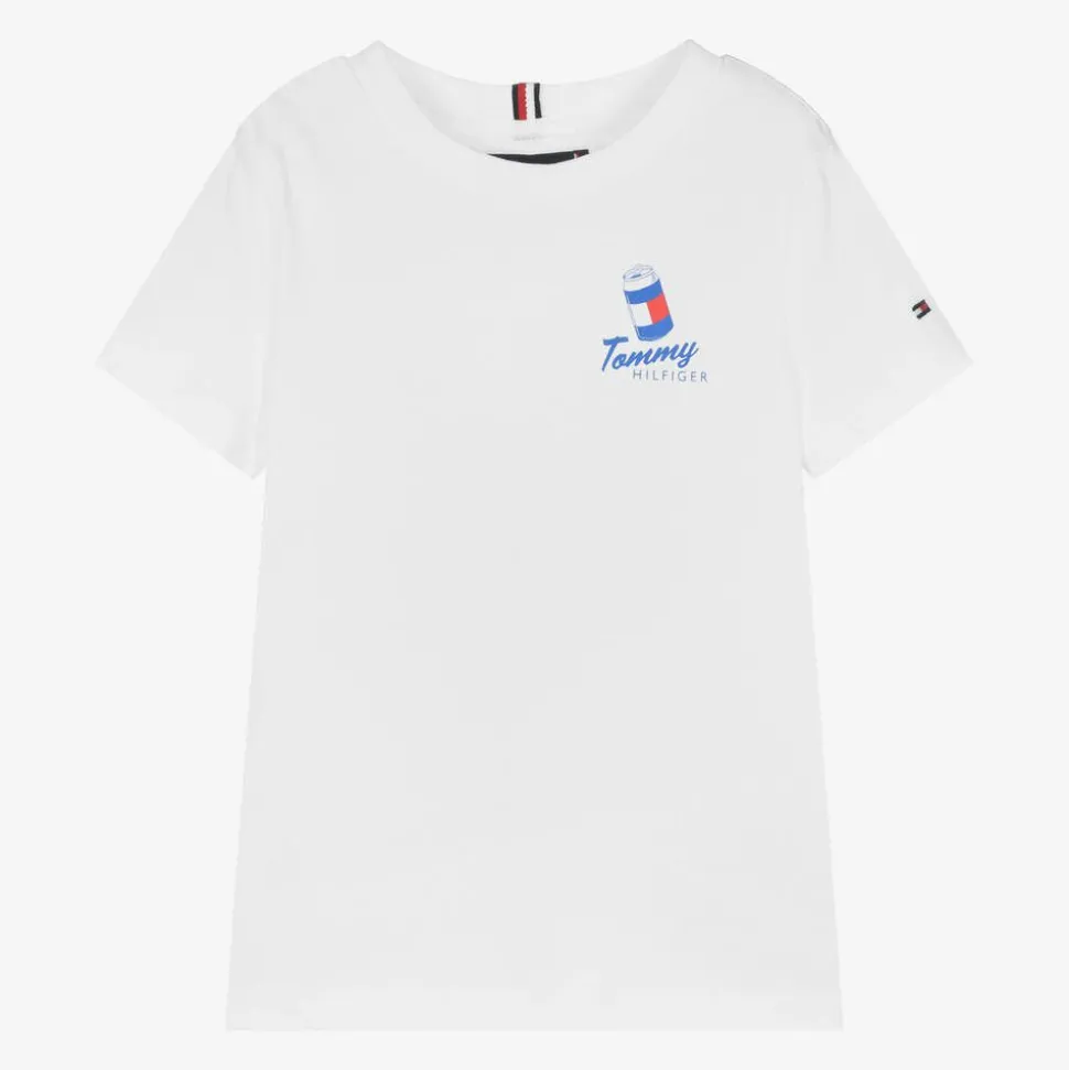Boys White Cotton T-Shirt