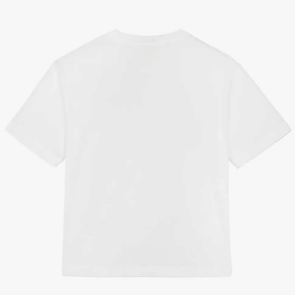 Boys White Cotton T-Shirt
